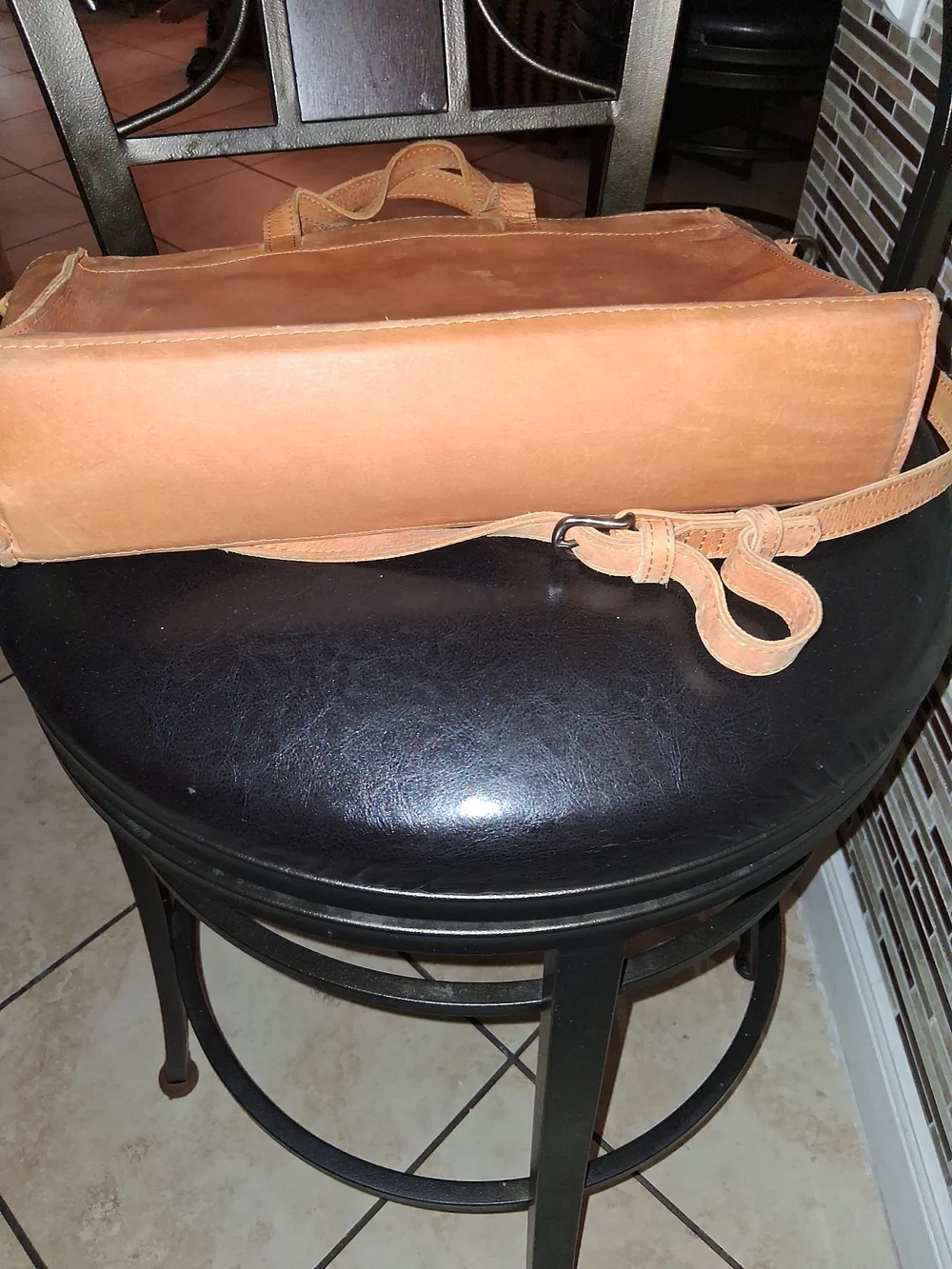 Able Handcrafted Leather Bag  with Leather Logo Patch